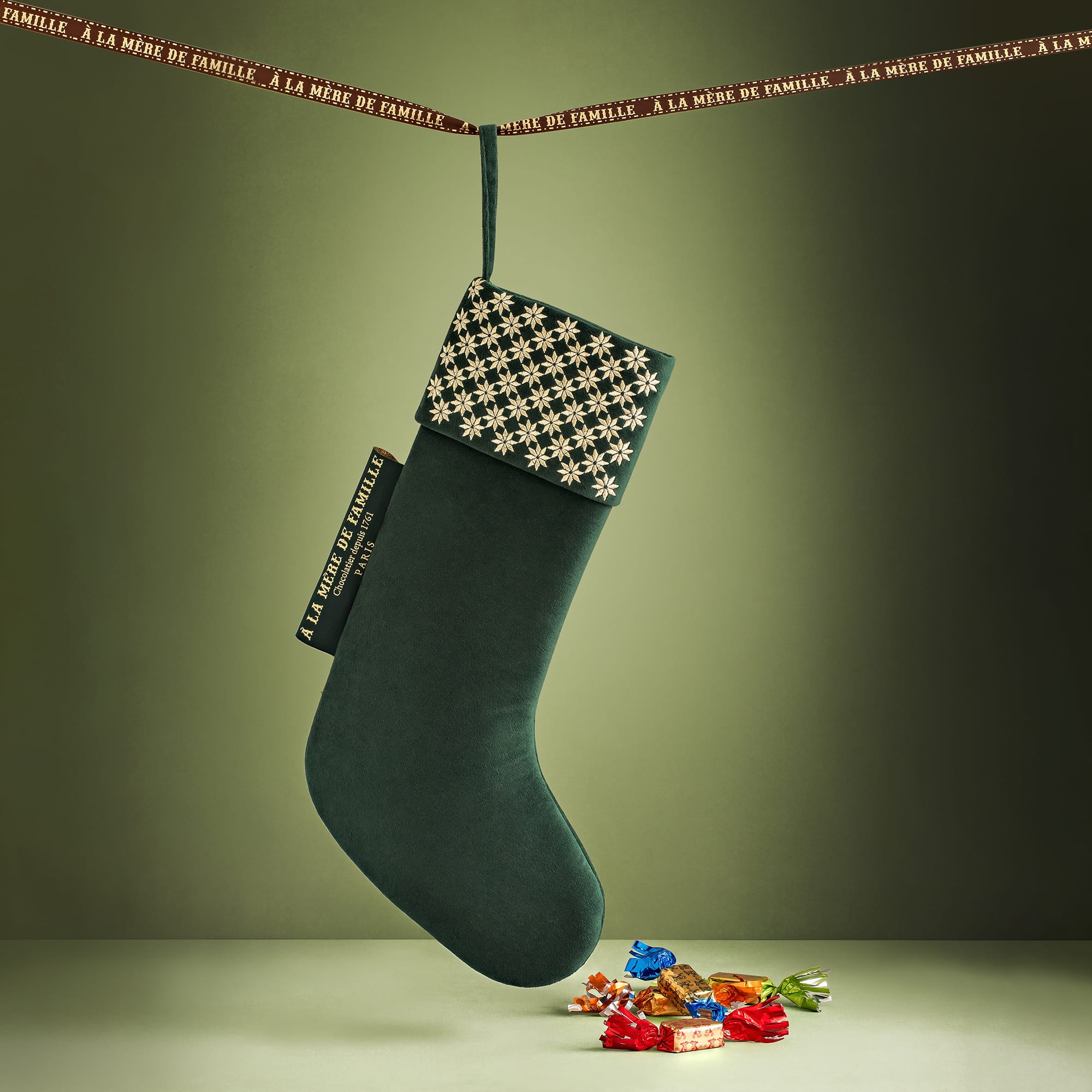 La chaussette de Noël et ses papillotes - verte