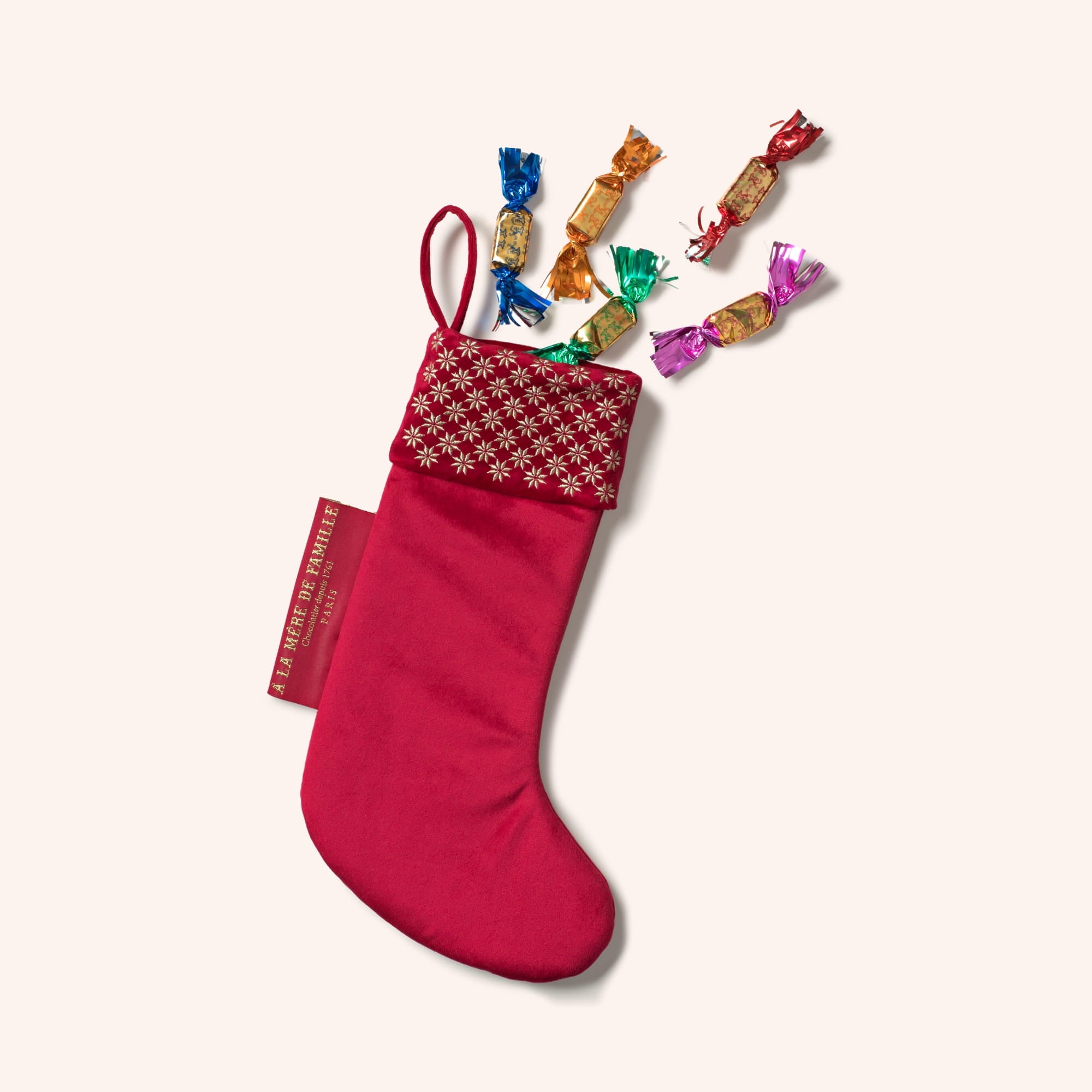 La chaussette de Noël et ses papillotes - rouge