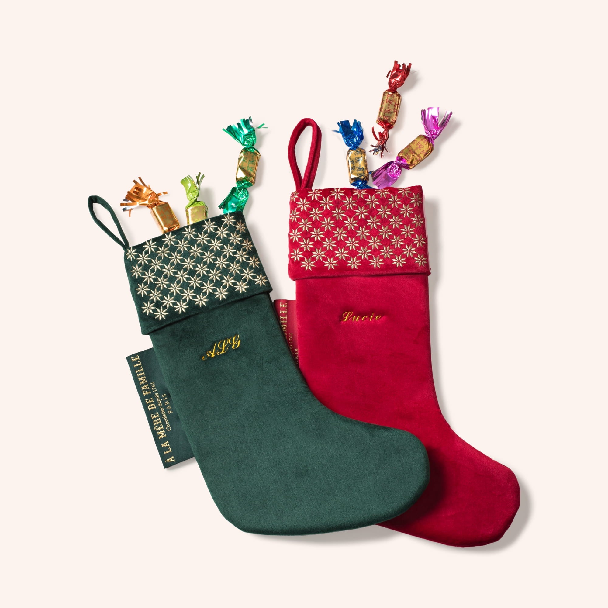 La chaussette de Noël et ses papillotes - rouge