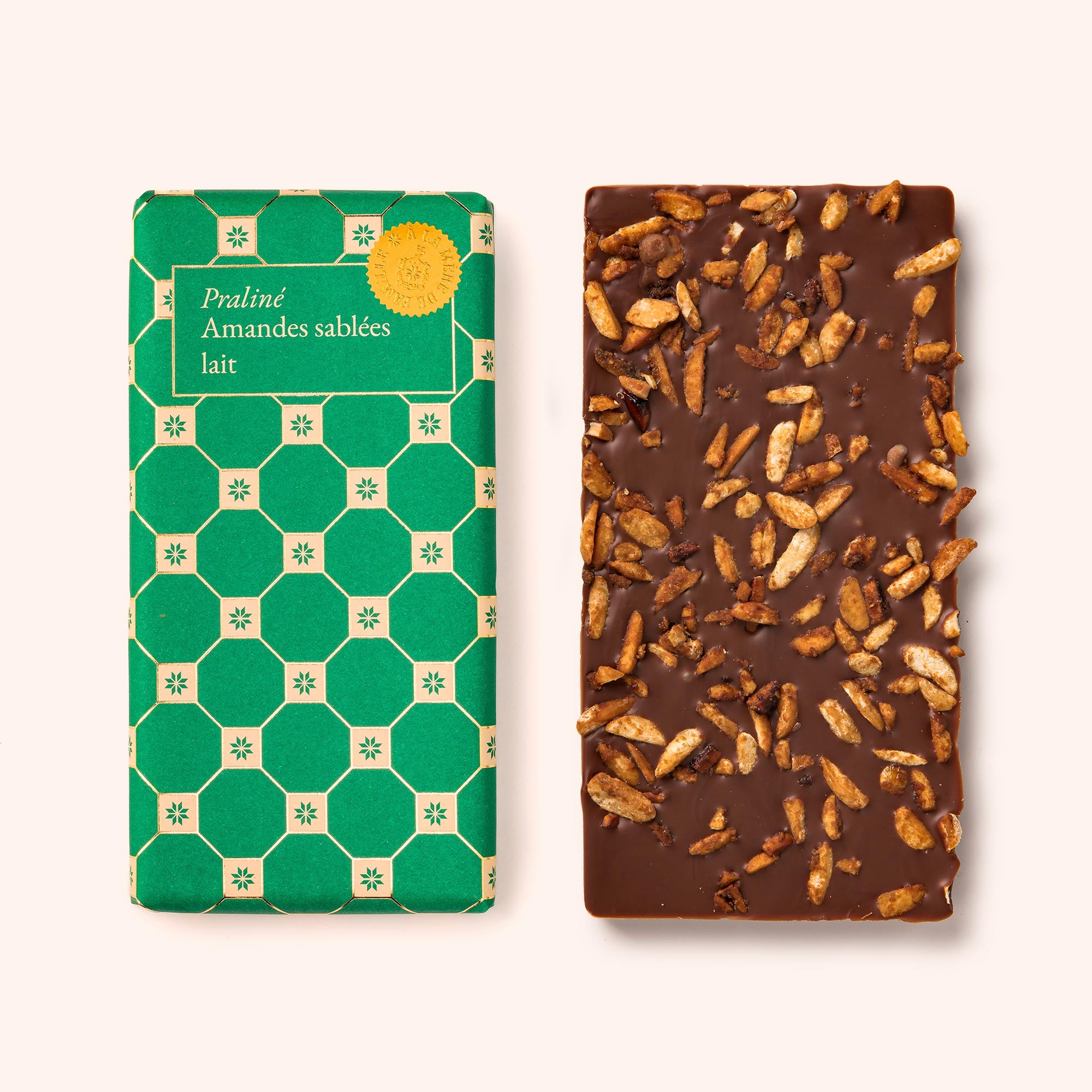 Chocolate bar Milk salted sanded almond praline bar