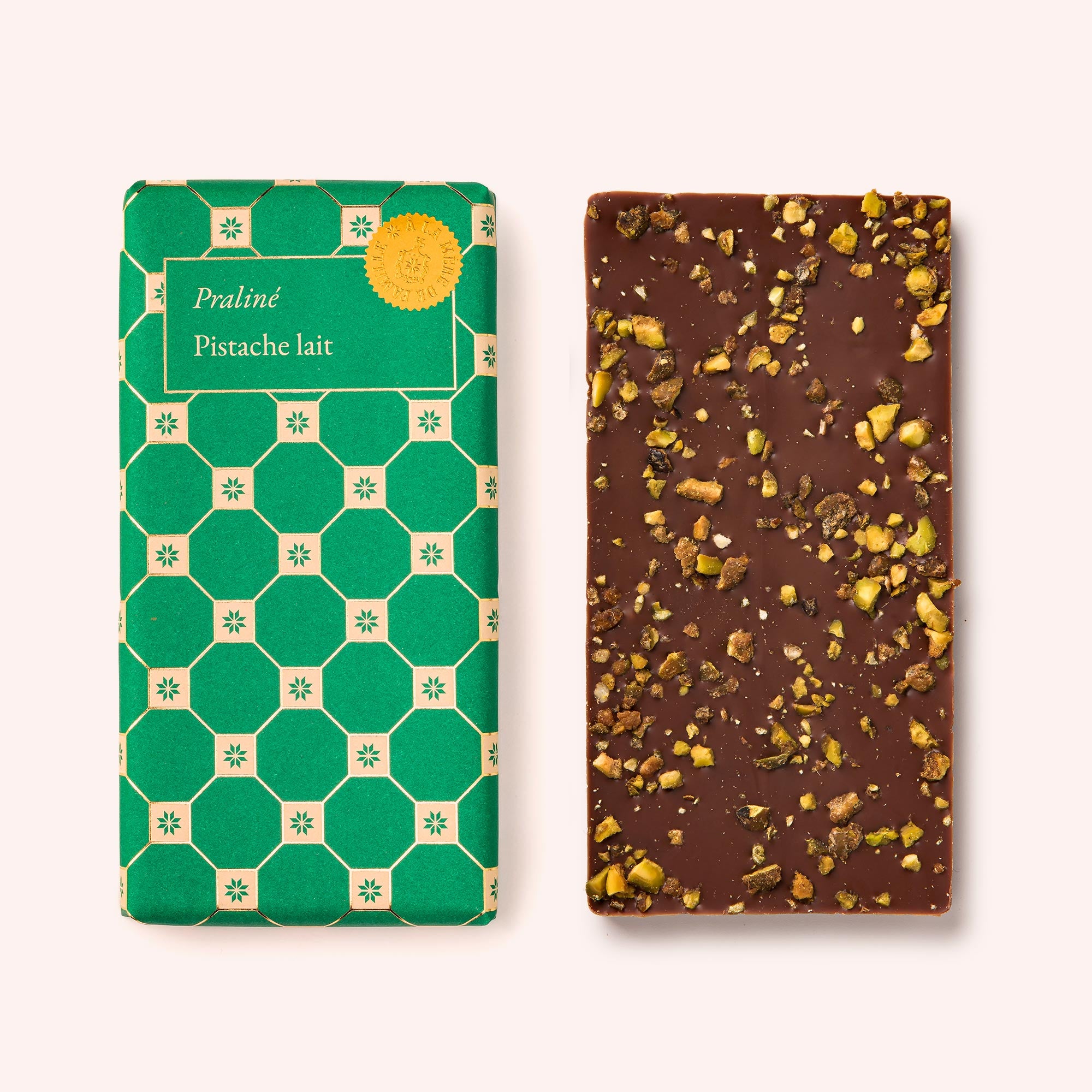 Tablette chocolat praliné pistache lait