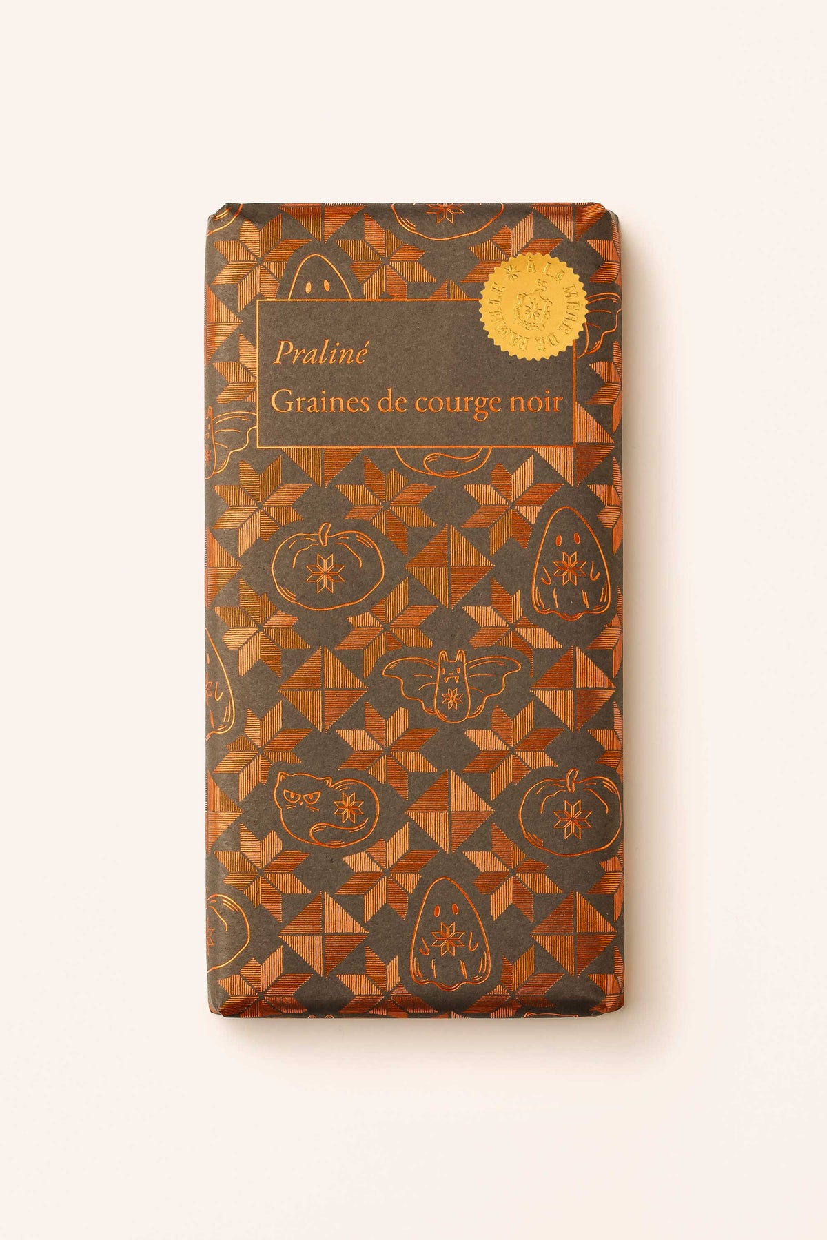Tablette Halloween praliné graine de courge noir 65 %