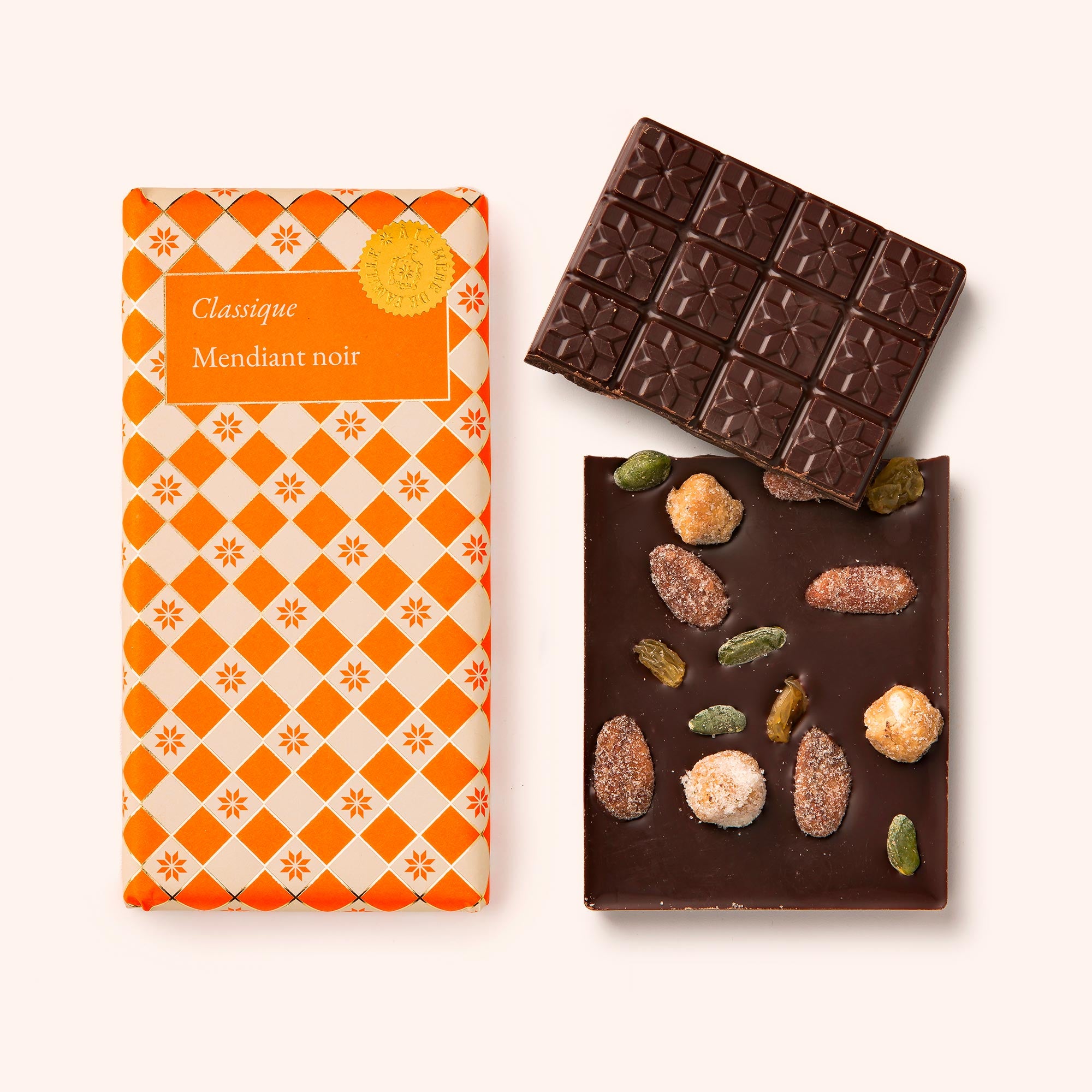 Tablette chocolat mendiant noir