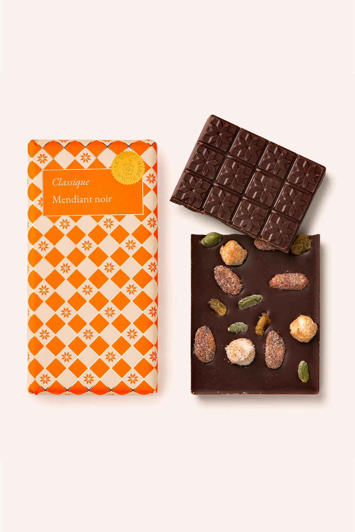 Tablette chocolat mendiant noir