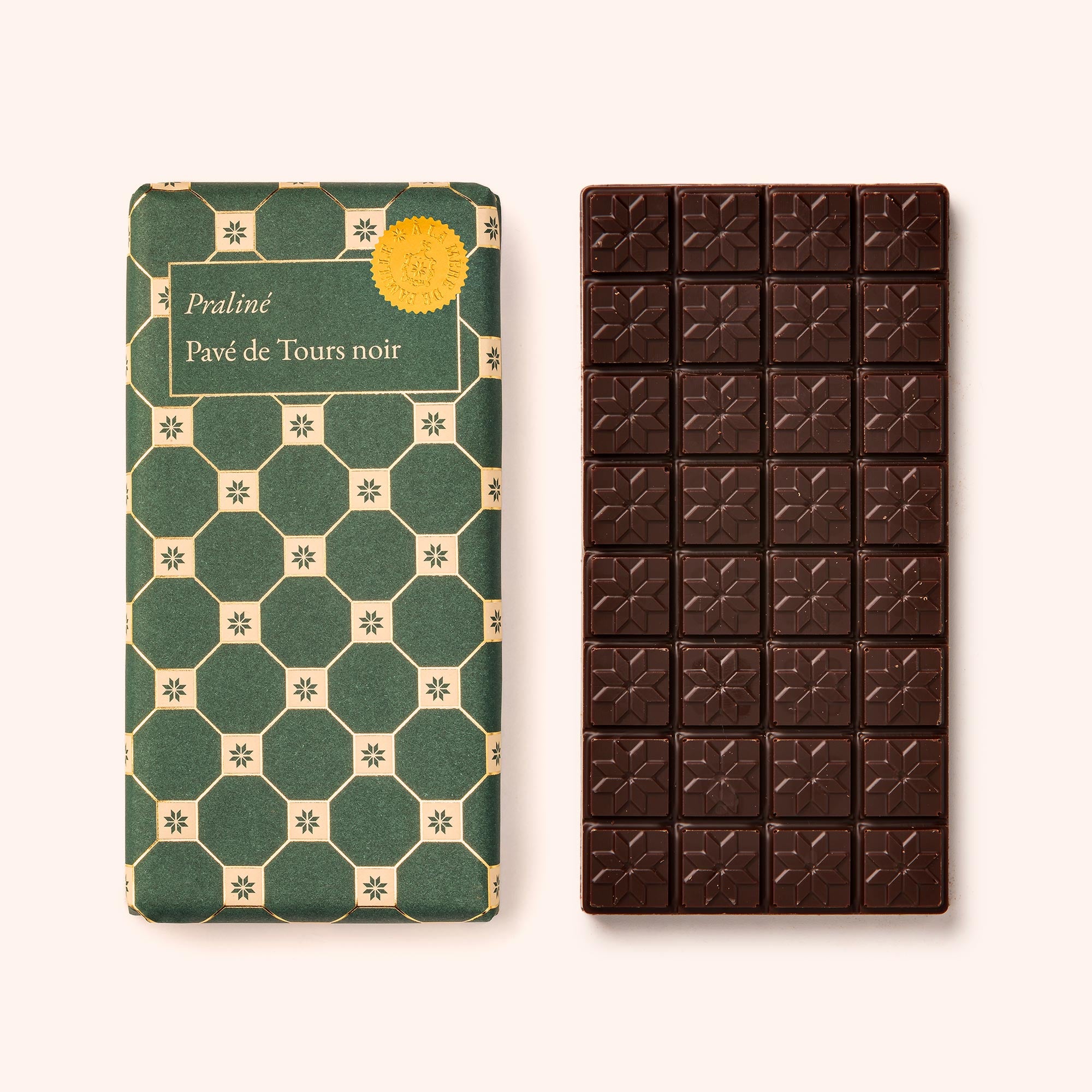 Tablette chocolat praliné feuilleté noir