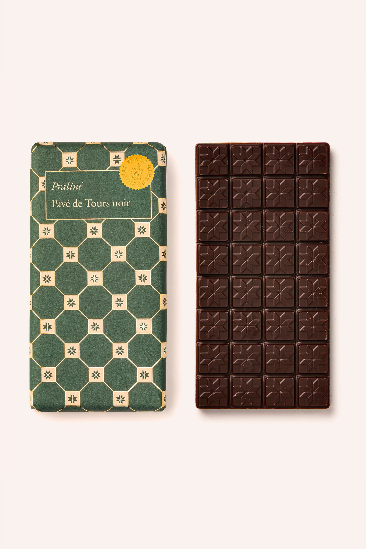 Tablette chocolat praliné feuilleté noir