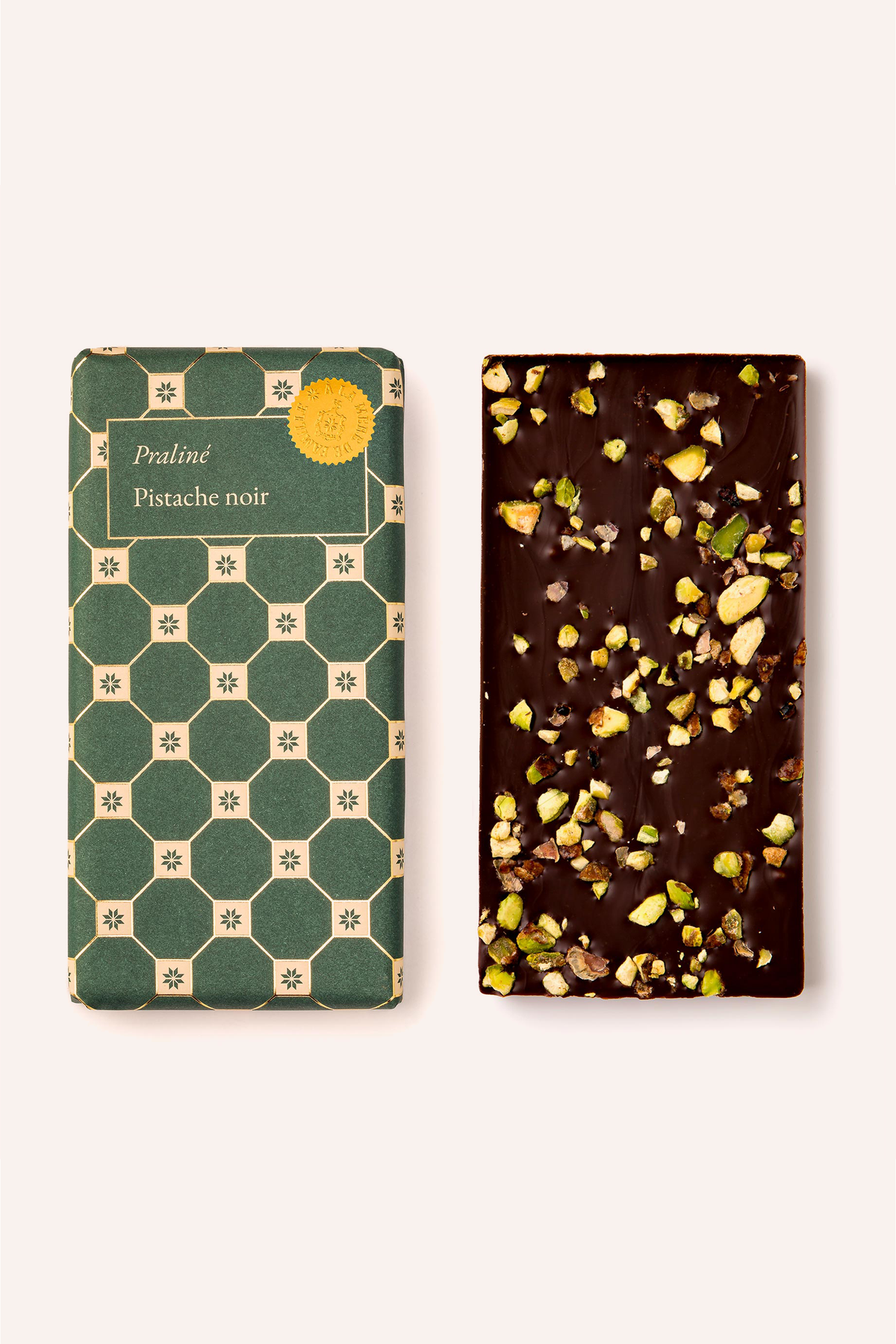 Tablette chocolat praliné pistache noir